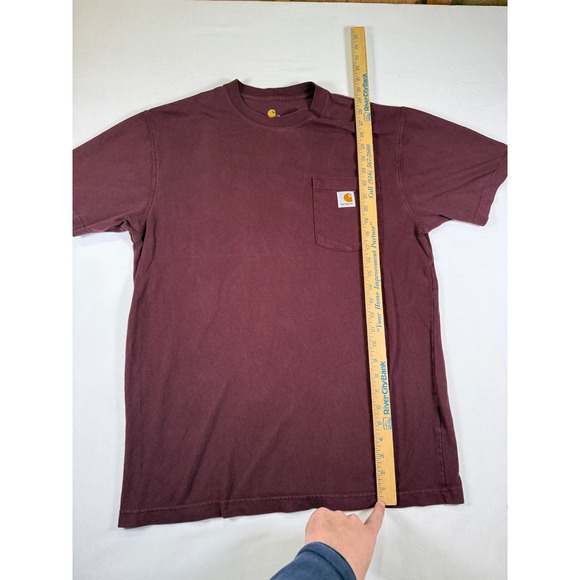 Carhartt Burgundy Short Sleeve Pocket T Shirt Mens Medium Original Fit - Picture 5 of 11